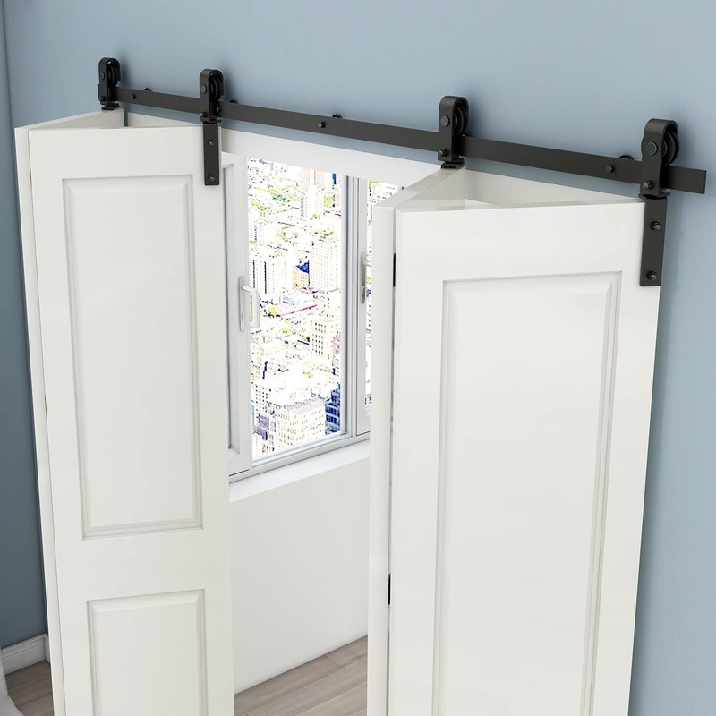 CCJH 6.6FT/79'' Bi-Folding Barn Door Hardware Sliding Track kit Heavy