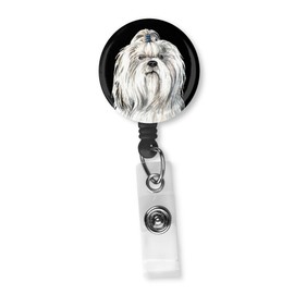 Cute Shih Tzu Dog Retractable Badge Reel ID Holder