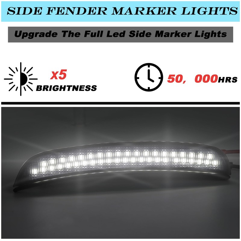 ULTRALTH Smoked LED Side Marker Lights for 2015-2024 Chrysler 300
