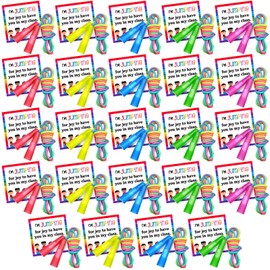 RoundFunny 24 Set End of Year Student Gifts 24 Pcs 7.2 Feet Rainbow Jump Rope for Kids 24 Pcs Graduation Gift Cards Adjustable Nylon Skipping Ropes for Classroom Exchange Outdoor Party School Games