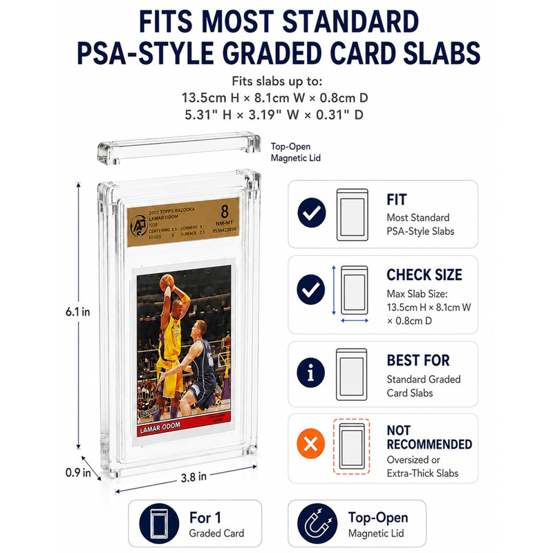 WEIMINLI PSA Acrylic Slab Case, Wood Base Graded Card Display