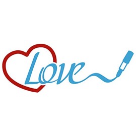 Two Colors Love Heart Lipstick Fashion Kiss Tattoo Girls Car Window Vinyl Decal Sticker (LV-04) (Light Blue, 12 inches x 4.4 inches)