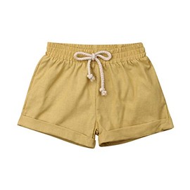 BULINGNA Baby Girl Boy Cotton Drawstring Shorts Harem Pants Joggers Elastic Waist Bottoms Bloomers (Yellow, 6-12 Months)