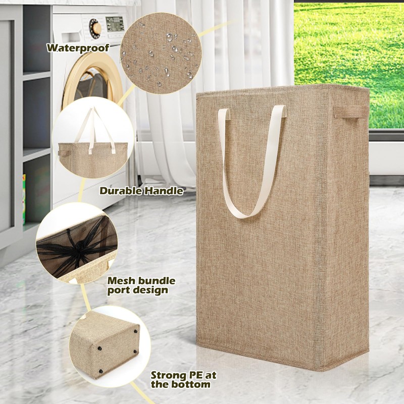 Odonata Slim Laundry Hamper Handles Collapsible Laundry Basket Thin Dirty