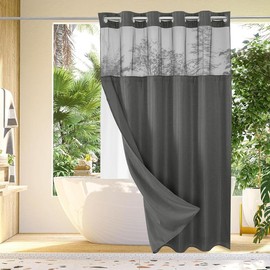 Waffle Pattern Shower Curtain, 1 Count Double Layer Waterproof Bathroom Curtain for Home Decor, Bathroom Accessories Removable Decoration Curtain Panels with Snaps, Bathroom Supplies:_Brown_72*87inch