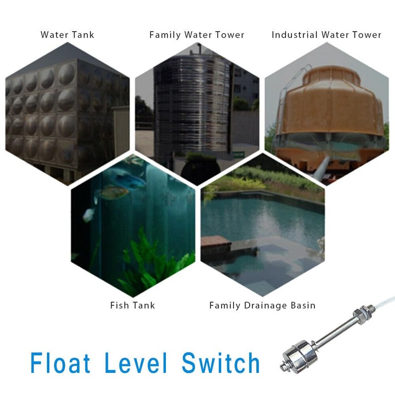 Float Switch L150mm Vertical Liquid Level Sensor Stainless Steel Float