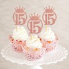 Unimall Pack of 24 Rose Gold Glitter Number 15 Cupcake