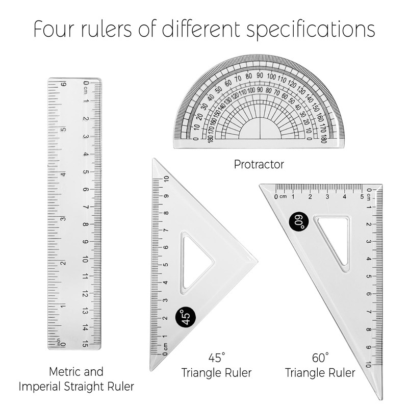 Protractor and Compass Set with Rulers,Compass Geometry Drawing Tool Set