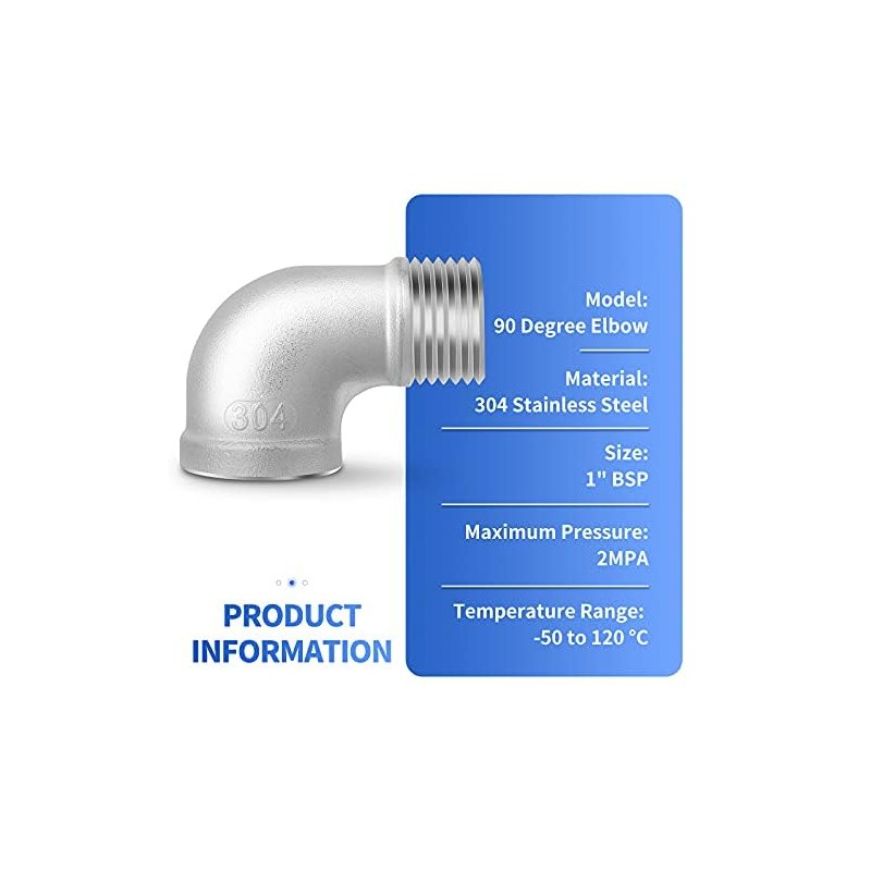 ERGAOBOY 2 Pcs 1" Male to 1" Female BSP Pipe