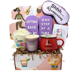 Get Well Soon Gift Basket for Men and Women, After Surgery Chemo Care Recoverying Healing Gift for Patient. Thinking of you Sympathy Gift Box for Family, Friends and Coworker. (Purple Socks)