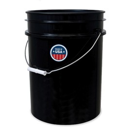 5 Gallon Bucket Only | Made in USA | Food Grade | Durable 90 Mil All Purpose Pail | BPA Free | Premium HPDE | Easy Stack and Store | Lids Not Included (Black, 1)