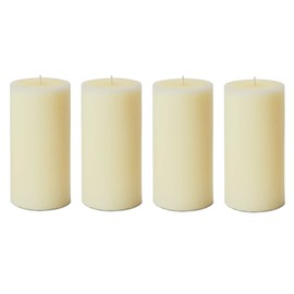 Serene Spaces Living Set of 4 Ivory Pillar Candles for Wedding, Birthday, Holiday & Home Decoration, 3" Diameter x 6" Tall