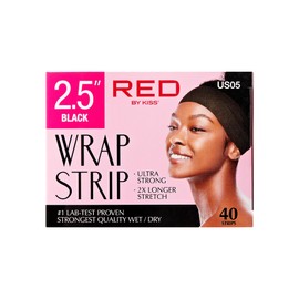 Red by Kiss Hair Wrapping Strip, Ultra Strong 2X Longer Stretch, 40 Strips, Suitable for Wet/Dry Hair, White, Styling Paper for Sleek Hairstyles (2.5", Black, 1 PACK)