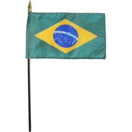 Brazil - 4 in x 6 in World Stick Flag