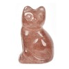 Carved Natural Strawberry Quartz Cat Guardian Statue Home Decor Reiki