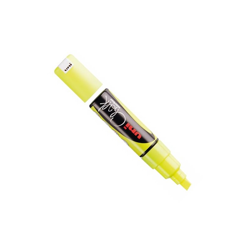 UNI CHALK PWE-8K FL YELLOW MARKER CHISEL TIP (8.0mm BX