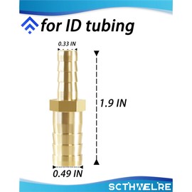 Sctihwelire Brass Hose Barb Reducer 1/2" (12mm) to 5/16" (8mm) Splicer Mender Reducing Barb with Stainless Steel Pipe Clamps air Hose Repair kit for Pipe Line/Fuel/Air (10 Pcs)