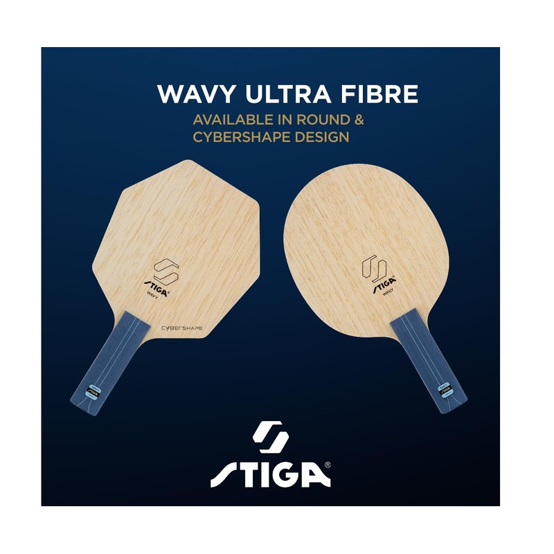 STIGA Unisex Wavy Ultra Fiber Cybershape Table Tennis Blade, Blue,