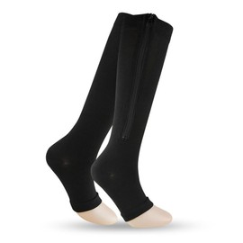 1 Paar Wadenhöhe, offene Zehenpartie, Kompressionsstrümpfe Kompressionsstrümpfe mit Reißverschluss, Stützstrümpfe mit offenen Zehen für Krampfadern, Ödeme, Erholung, schwanger