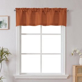 Chyhomenyc Orange Valance for Windows, Light Filtering Faux Linen Textured Semi Sheer Small Short Valance for Bathroom Laundry Basement, 60Wx14L inch, 1 Piece