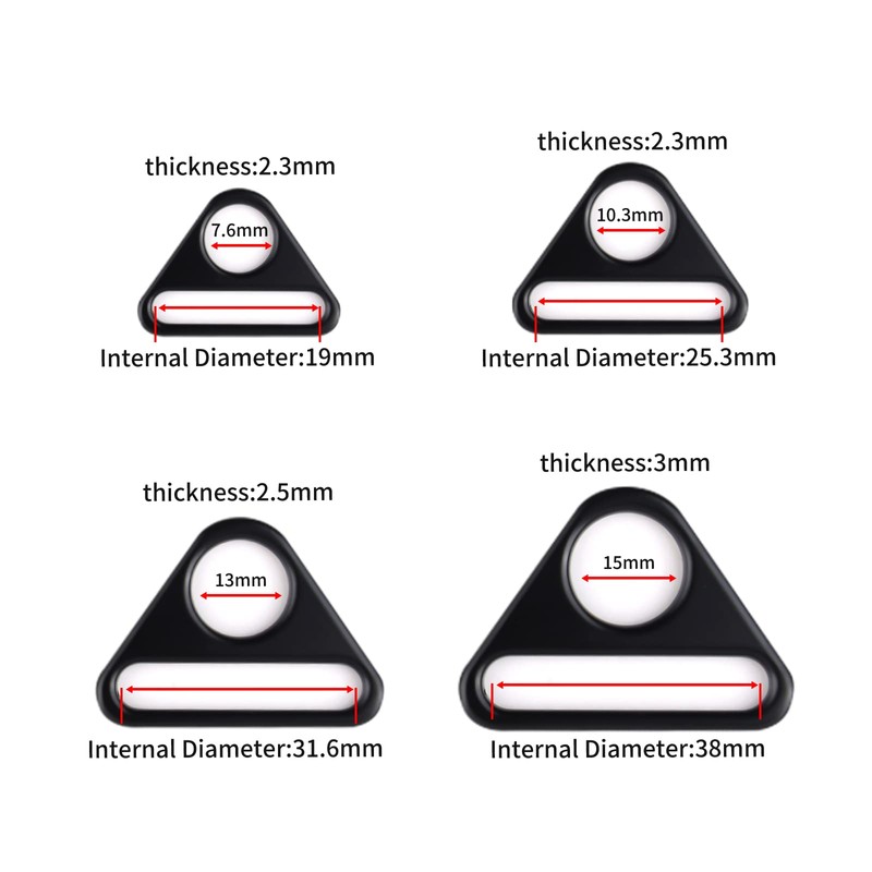 TiSuit 12Pcs 1" Triangle Buckle Adjuster D Ring for Strap