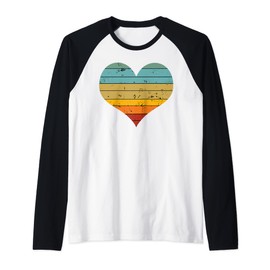 retro colorful vintage shaped love sign heart symbol design Raglan Baseball Tee