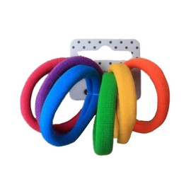Set of 6 Bright Coloured Soft Jersey Endless Hair Elastics Bobbles Bands