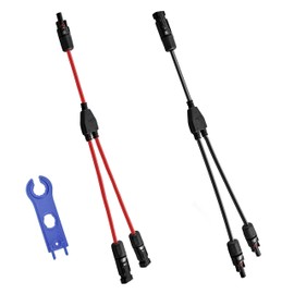 RPTCOTU Solar Y Branch Connector Solar Panel Adapter,1 to 2 Female and Male Solar Panel Extension Cord Wire Connector 12AWG 30A 40cm Waterproof IP67 for Solar Panel (M/FF& F/MM, 1 Pair)