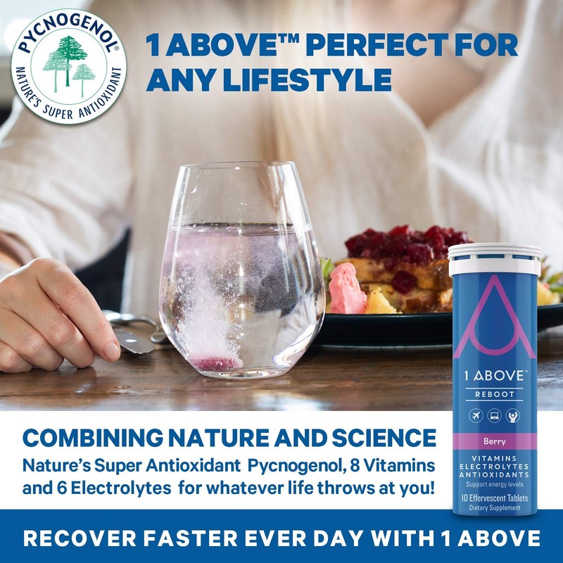 1Above Jet Lag Relief Tablets - Berry-Flavored Effervescent Multivitamin with