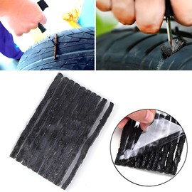 JNNJ 100Pcs Tyre Repair Plug Rubber Strings, Puncture Repair Seal Strips, Tubeless Wheel Recovery Refills, Tyre Puncture Repair Strings Black, Sealing Strips for Repairing Car Tyres for Motorcycle