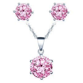 Yumilok Women's Stud Earrings and Necklace Jewellery Sets for Girls Women Necklace 925 Sterling Silver Jewellery Sets Gift Necklaces for Girls, Sterling Silver Sterling Silver Zirconia, Cubic Zirconia