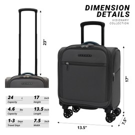 Verage Under Seat Luggage with Wheels, Softside Small Suitcase Spinner Carry On Luggage Bags for Airlines Airplanes Short Trip Men Women (Grey, 14-Inch Underseat)