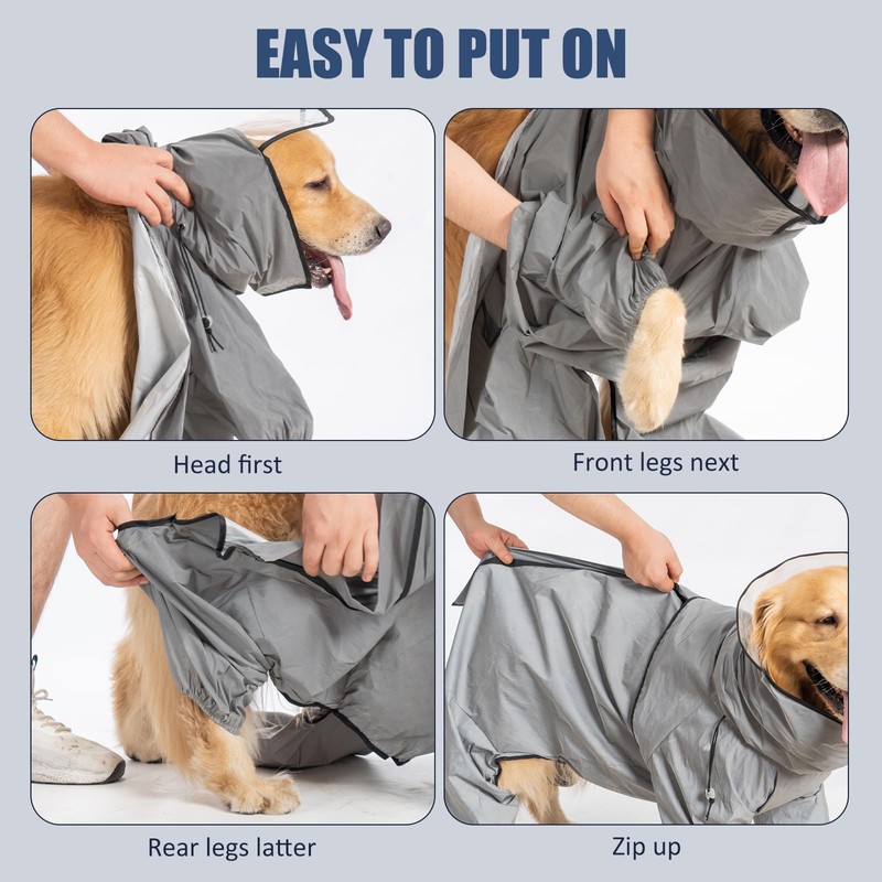 Avont Impermeable para Perro, Ropa de Lluvias de Diseño Reflectante