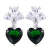RIZILIA Dangle Drop Pierced Earrings with Heart Cut Gemstones CZ