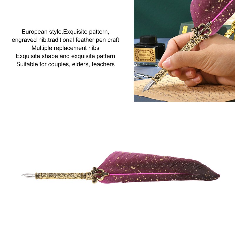 Feather Pen Set with 10 Interchangeable Nib Fire Lacquer Wax