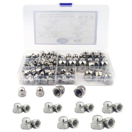 GIVIHGETI Pack of 180 Acorn Nuts M3 M4 M5 M6 M8 M10 M12 Stainless Steel Hexagonal Cap Nuts, Stainless Steel Cap Nuts, Protective Caps Nuts for Screws Threaded Rods & Threaded Bolts