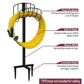 Artigarden Freestanding Garden Hose Holder Hanger, Heavy Duty Metal Water Hose Storage Stand Rack