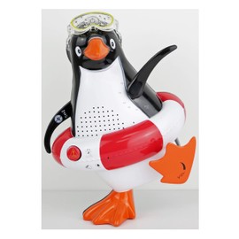 Steepletone Penguin Radio PSR5 BT. FM Radio, Waterproof Bluetooth Speaker, Push Button Siren. Novelty Penguin Shower Radio (Red)
