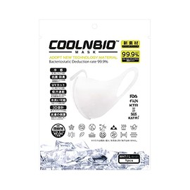 COOLNBIO MASK Cool Touch Mask, White, Large, 1 Piece x 2 Bags Set, Summer Mask, No Ear Pain, Cool, Quick Drying, Antibacterial, Odor Resistant