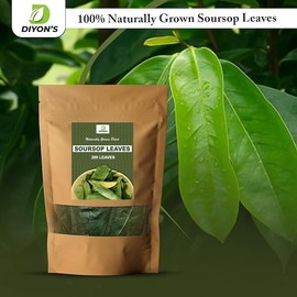 Diyon's Dried Whole Soursop 200 Leaves (110g) 100% All Natural, Delicious Fresh Tea | From Sri Lanka | Premium Wildcrafted Quality, Packed In a Stand up Resealable Pouch.