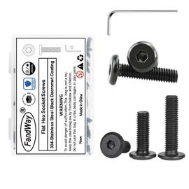 FandWay 30Pcs M4 Hex Bolts,M4x10mm Allen Screws,Flat Hex Socket Furniture Machine Screws,304 Stainless Steel Bolts Black Fully Threaded With 1 Allen Key For Bed & Wood Machinery Repair.
