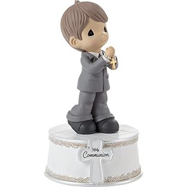 Precious Moments 212103 Holy Communion Boy Resin Musical, Multicolor