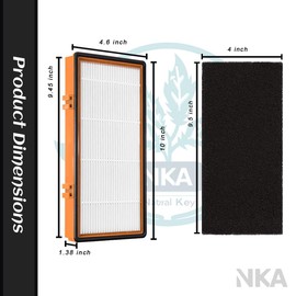 NKA HAPF30AS for Holmes Air Purifier 3-in-1 Smoke Grabber HEPA Activated Carbon Filter Replacement Compatible with Holmes AER.1 HAPF30AS-U4R Air Purifier-10" x 4.6" x 1.38", 4 Pack +8 Pre-filter