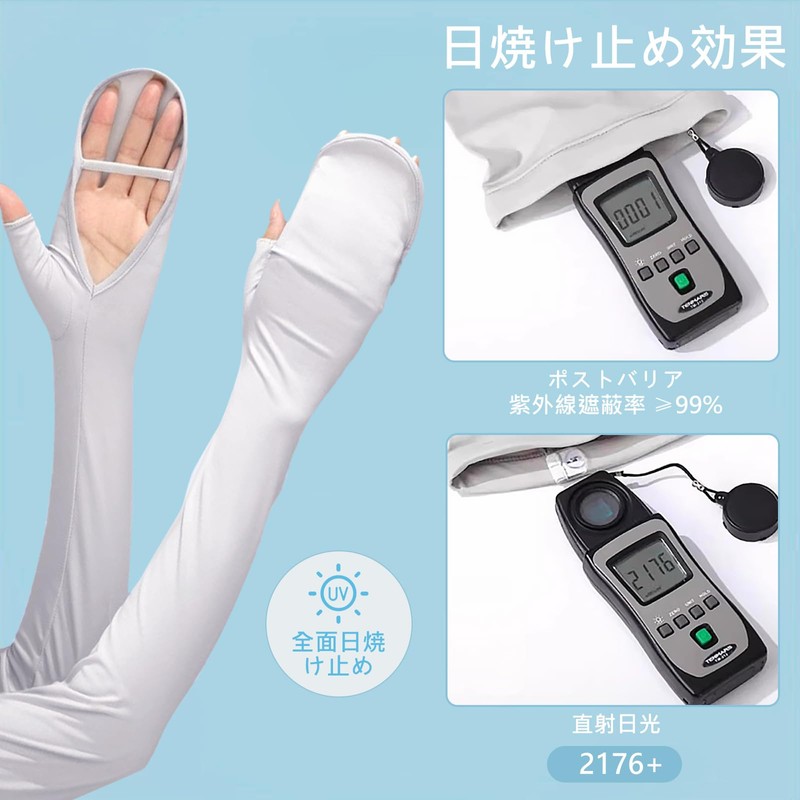 [HTPARY] アームカバー UV セット（顔カバー付き） 接触冷感 UPF50+ 日焼け防止 レディース 夏用 ロング丈