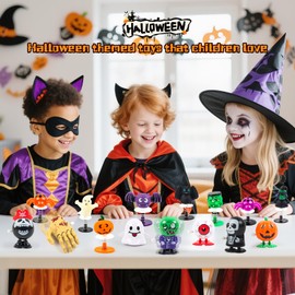 xFFFun Halloween Party Favors for Kids, 24PCS Halloween Wind Up Jumping Toys Bulk for Goodie Bags Stuffers, Non Candy Trick or Treat Toy, Classroom Prize Treat Bag Fillers for School Giveaways Gifts