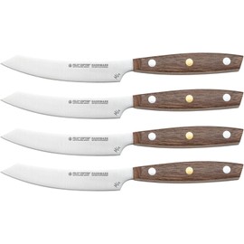 Zepter Felix MIU non serrated steak knives set of 4. High-carbon ice-hardened Solingen steel, professional handmade German cookware. Chef handle, steak knife set without block: 4 filet/dinner knives