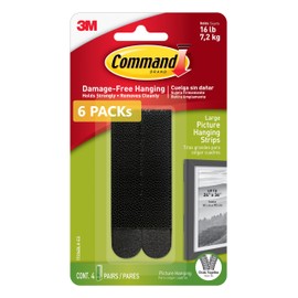 Command Large Picture Hanging Strips - 6 Packs of 4 Pairs (48 Strips), Black - Damage Free Hanging - For Pictures, Frames, Mirrors, Wall decor and Signs - Holds up to 7.2kg