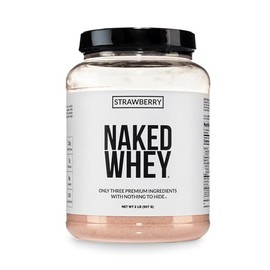 NAKED Strawberry Whey Protein Powder, Only 3 Ingredients, 25g Grass Fed Whey Protein Powder, Aid Muscle Growth & Recovery - 24 Servings