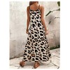 SOLY HUX Women's Leopard Print Maxi Dress V Neck Spaghetti