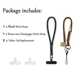 Phone Wrist Strap,2Pack Anti-Theft Phone Lanyard with 3 Tether Tabs Adjustable Hand Strap for Phone Camera Keys (Black)